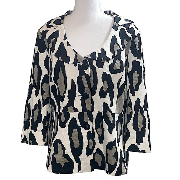 SANDRO:  Gray White Black Leopard Print Blazer - Size Large - Picture 1 of 7